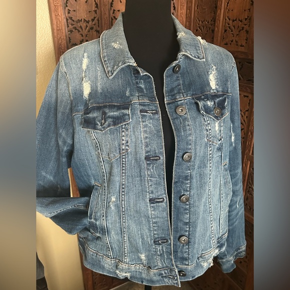 torrid Jackets & Blazers - Torrid Light Blue Distressed Denim Jacket